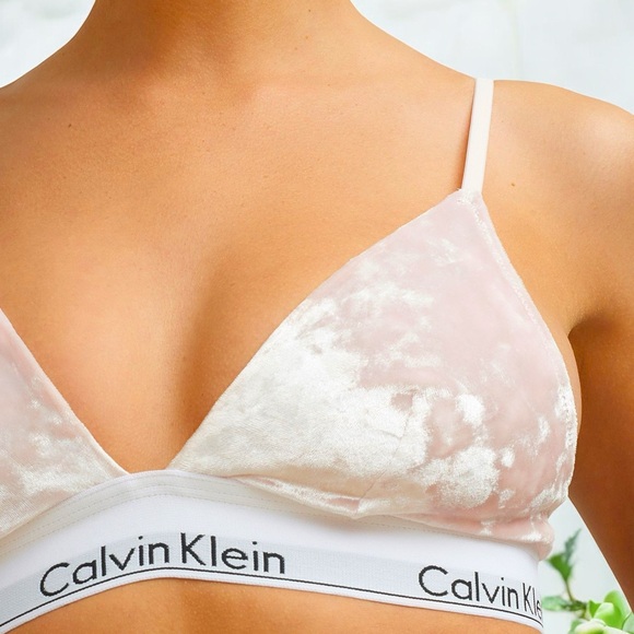 New Calvin Klein Modern Pink Velvet Triangle Bra - Picture 5 of 16